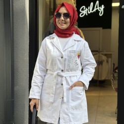 ÇİÇEK PUL DETAYLI DENİM CEKET BEYAZ