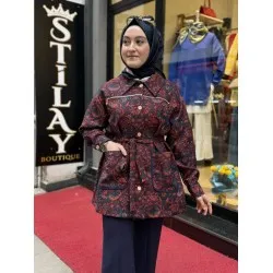 ETNİK DESEN GÖMLEK KAP BORDO